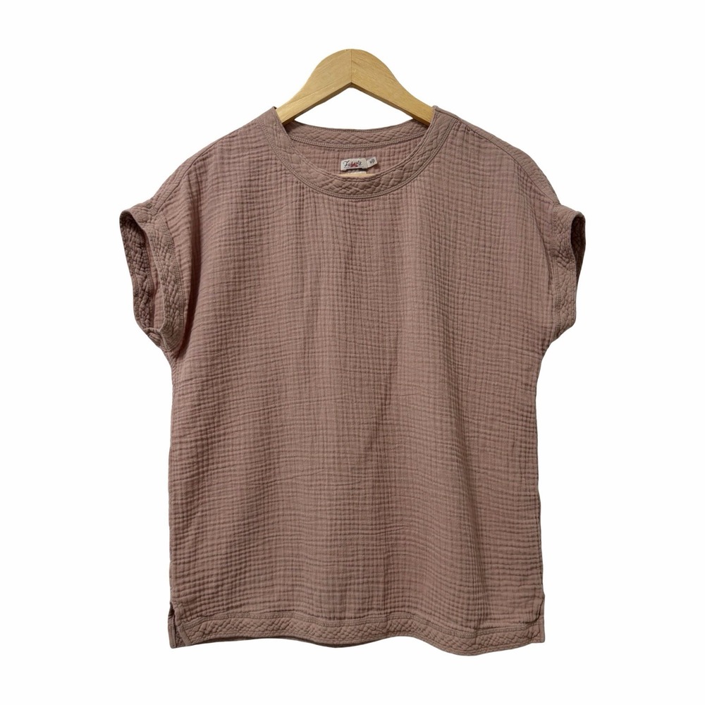 Faherty Womens Dream Organic Cotton Gauze Cap Sleeve Top Size M Mauve Pink Beach